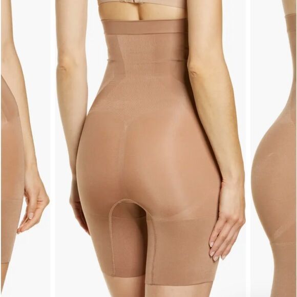 Spanx OnCore High Waist Mid-Thigh Shorts Caf Au Lait S Nwot never worn - Picture 3 of 13